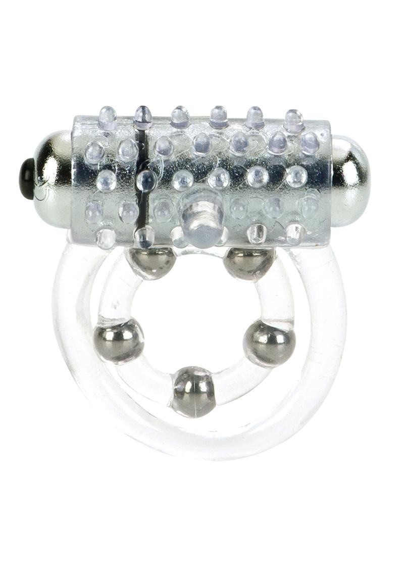 Couple's Enhancers 5 Bead Maximus Ring Vibrating Cock Ring - Clear