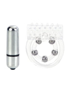 Couple's Enhancers 5 Bead Maximus Ring Vibrating Cock Ring - Clear