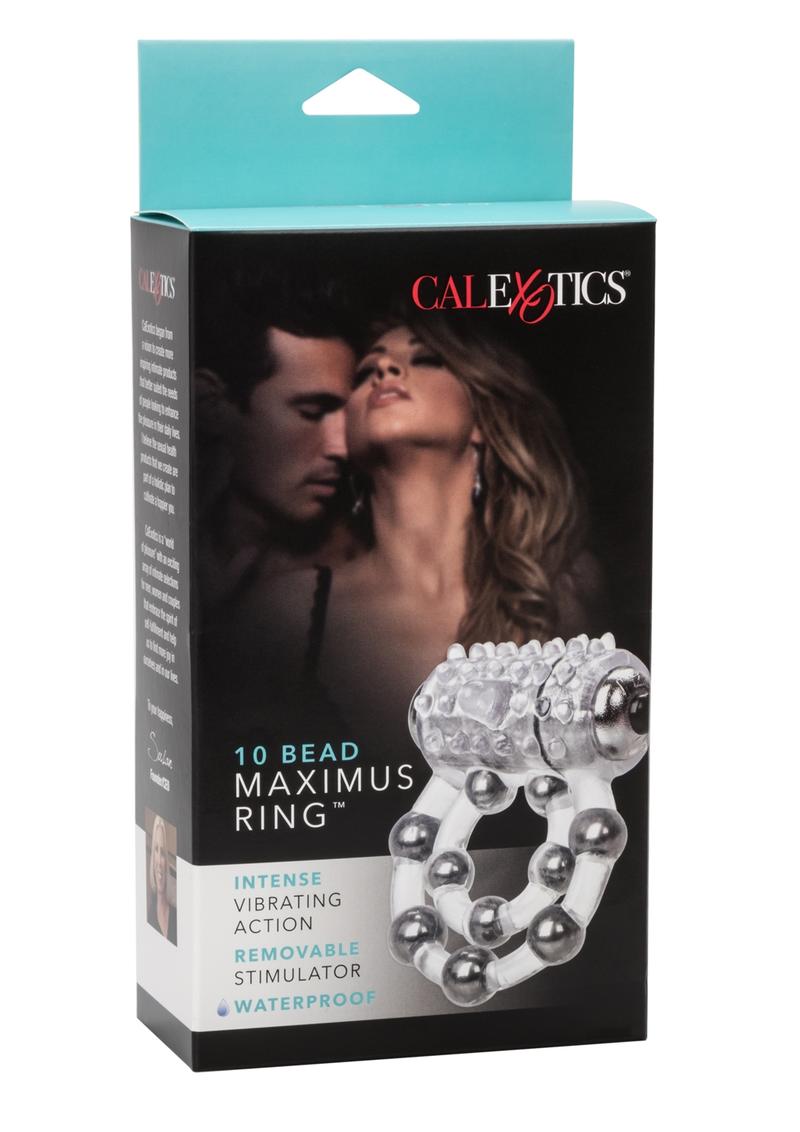 Couple's Enhancers 10 Bead Maximus Ring Vibrating Cock Ring - Clear