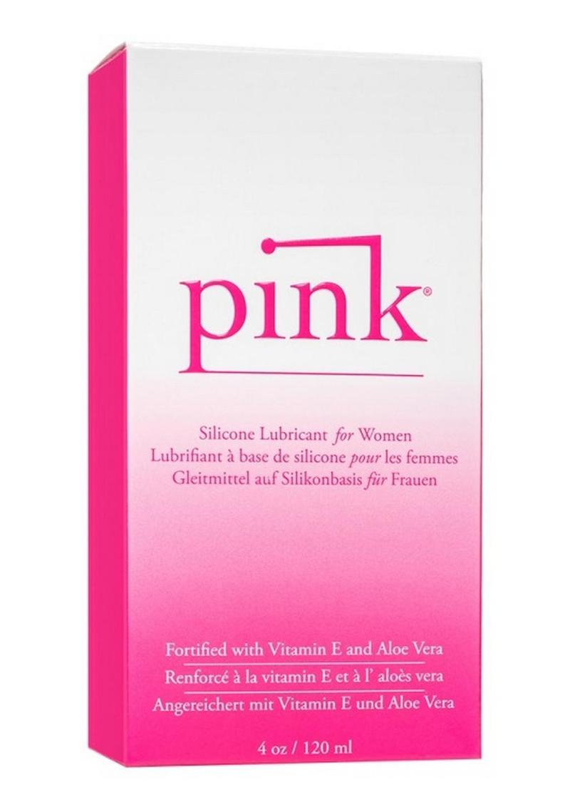 Pink Glass Silicone Lubricant Bottle 4oz
