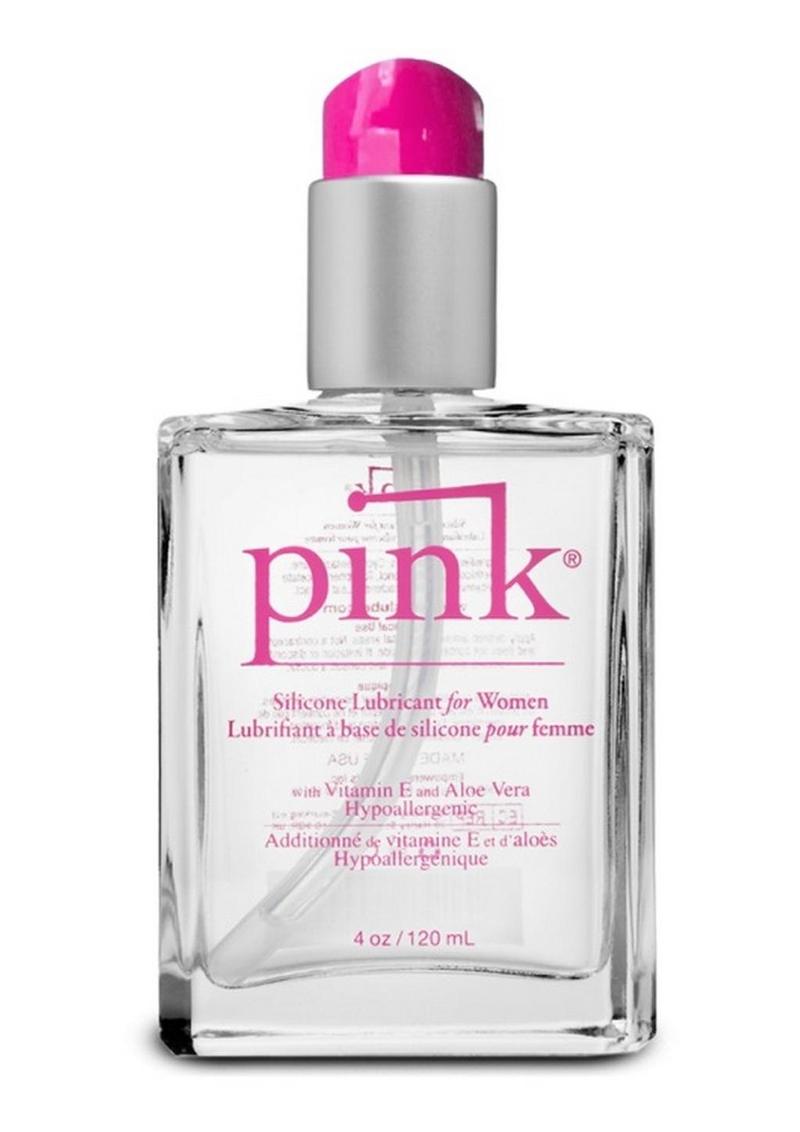 Pink Glass Silicone Lubricant Bottle 4oz
