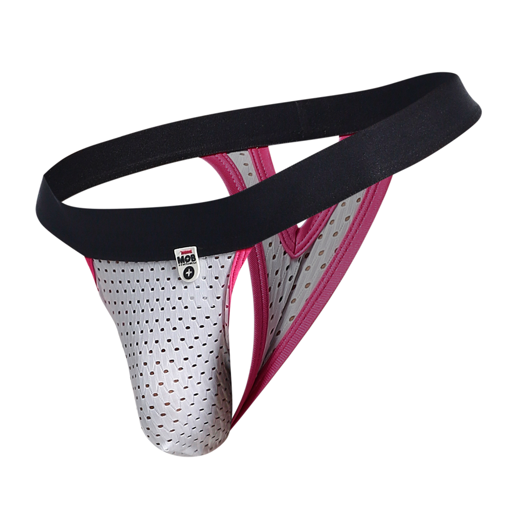 MOB Mesh Y Thong - White Pink