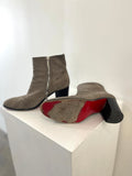 Lot 8: Christian Louboutin tan leather boots with two-way side zip