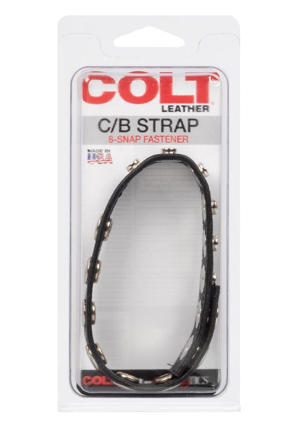 COLT Leather C/B Strap Adjustable 8 Snap Cock Ring - Black