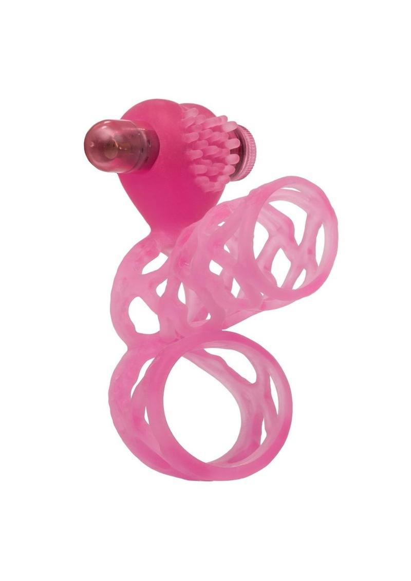 Couple's Enhancers Lovers Cage Penis Enhancer and Cock Ring with Bullet - Pink