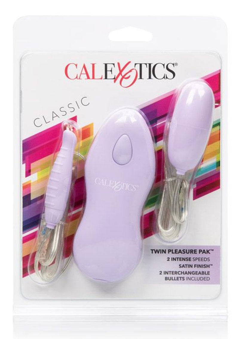 Twin Pleasure Pack Bullet (2 Pack) with Wired Remote Control - Purple