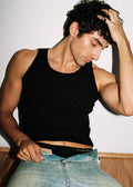 Dominic Albano Ribbed Cotton Tank - Black