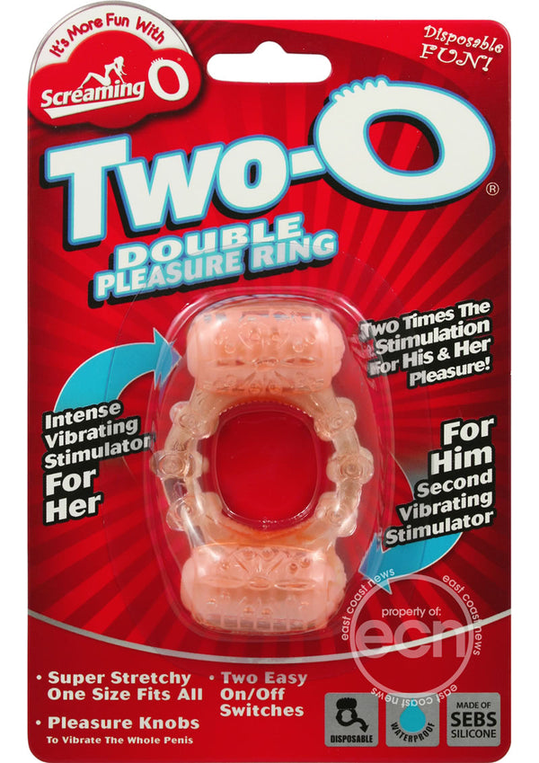 Two-O Double Pleasure Ring Silicone Cock Ring - Vanilla