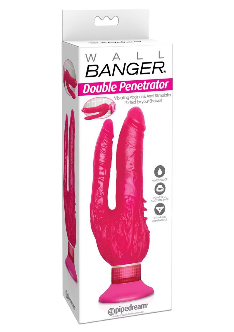 Wall Bangers Double Penetrator Vibrating Dildo 9in - Pink