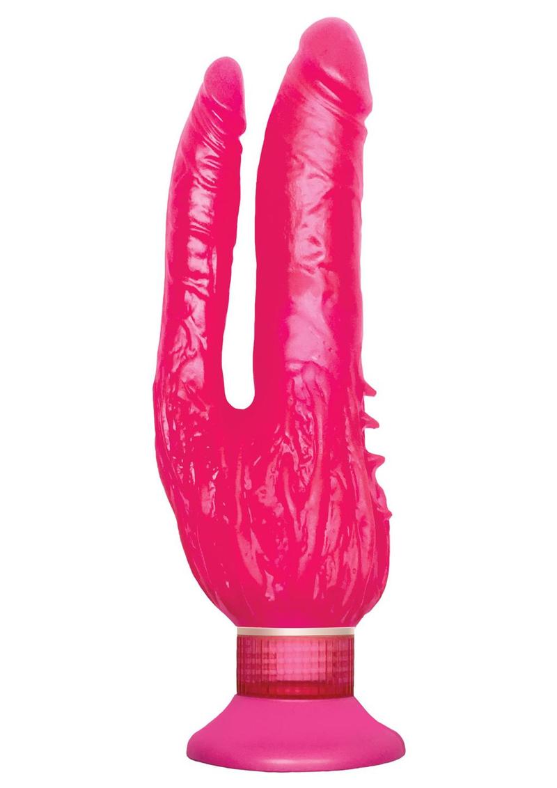Wall Bangers Double Penetrator Vibrating Dildo 9in - Pink