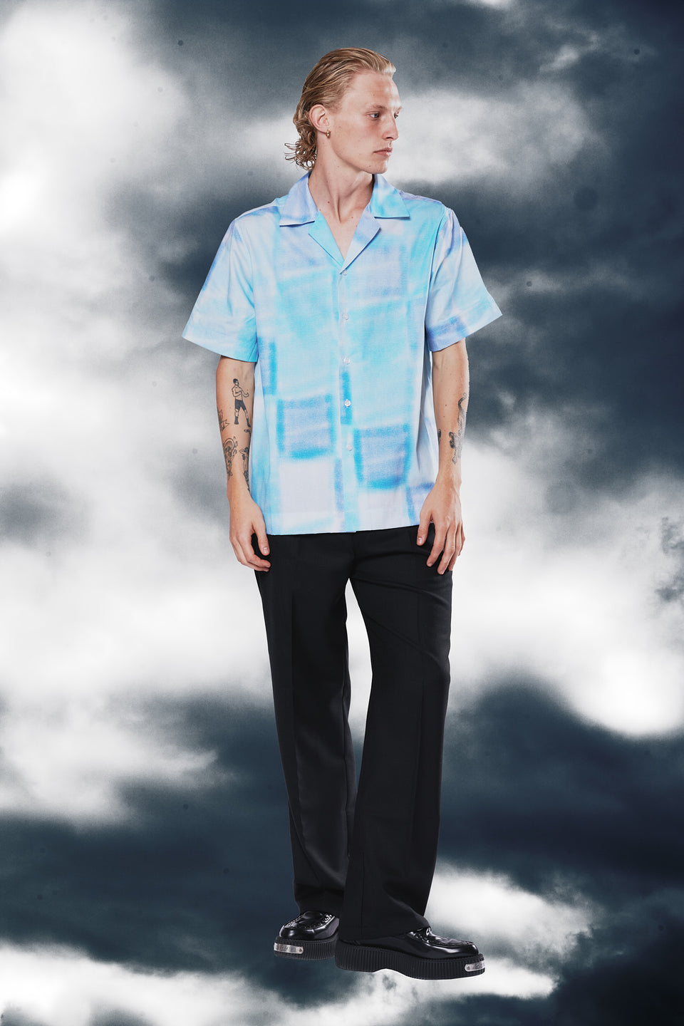 Blue Check Shirt by ISNURH FW 24-25