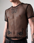 TEAMM8 Edge Net Cropped Tee Jet