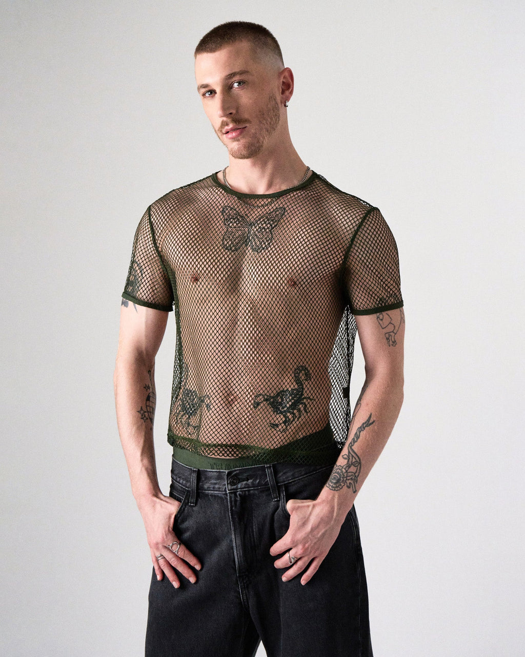 TEAMM8 Edge Net Cropped Tee Forest