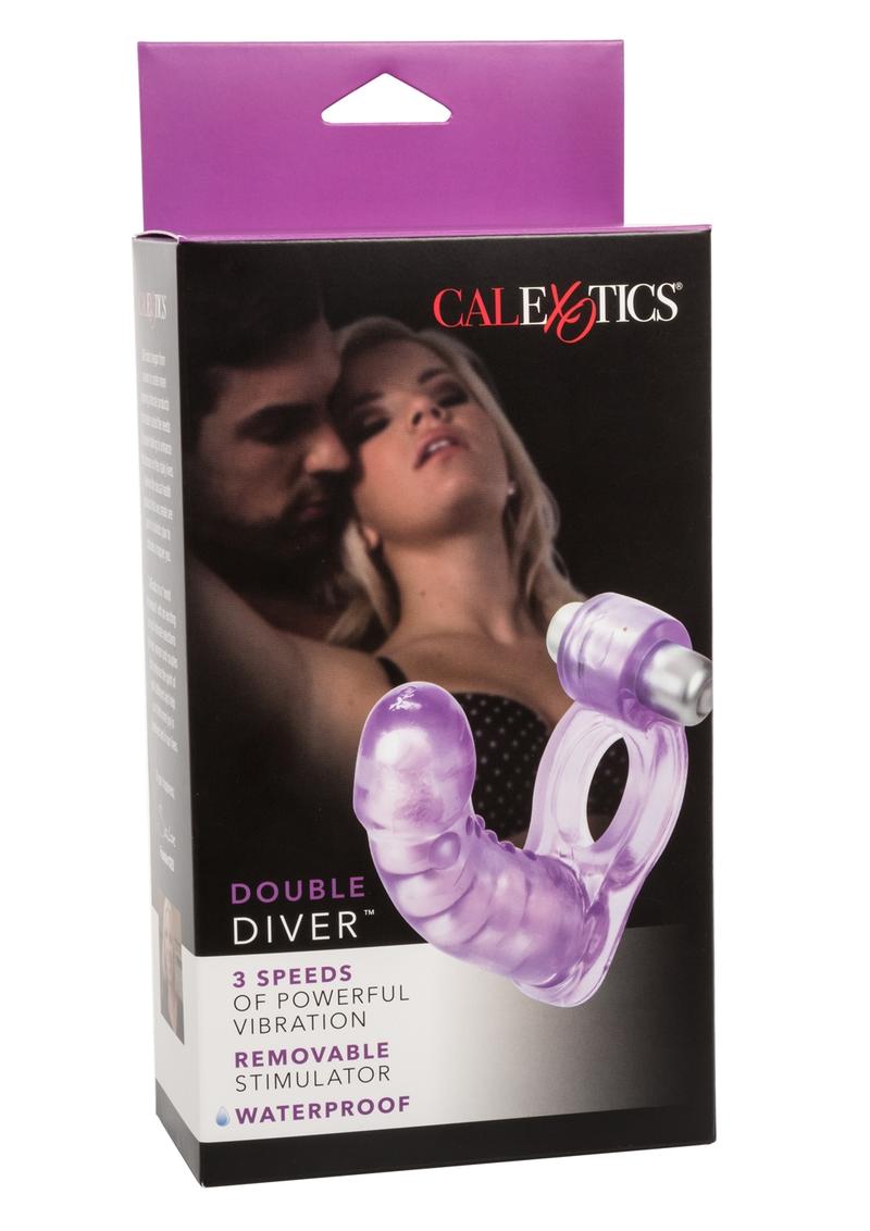 Couple's Enhancers Double Diver Vibrating Enhancer with Flexible Penetrator 3 Speed Removable Bullet - Clear