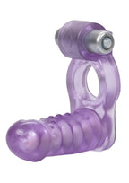Couple's Enhancers Double Diver Vibrating Enhancer with Flexible Penetrator 3 Speed Removable Bullet - Clear