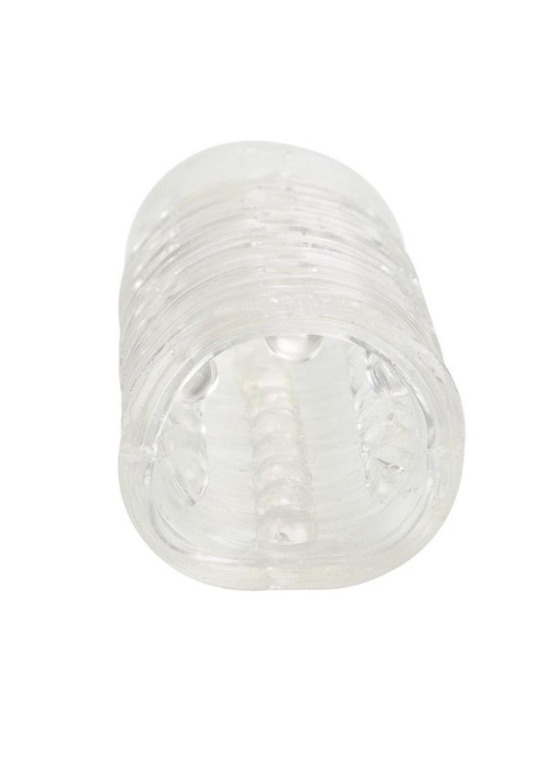 Reversible Texture Penis Extender and Masturbator - Clear
