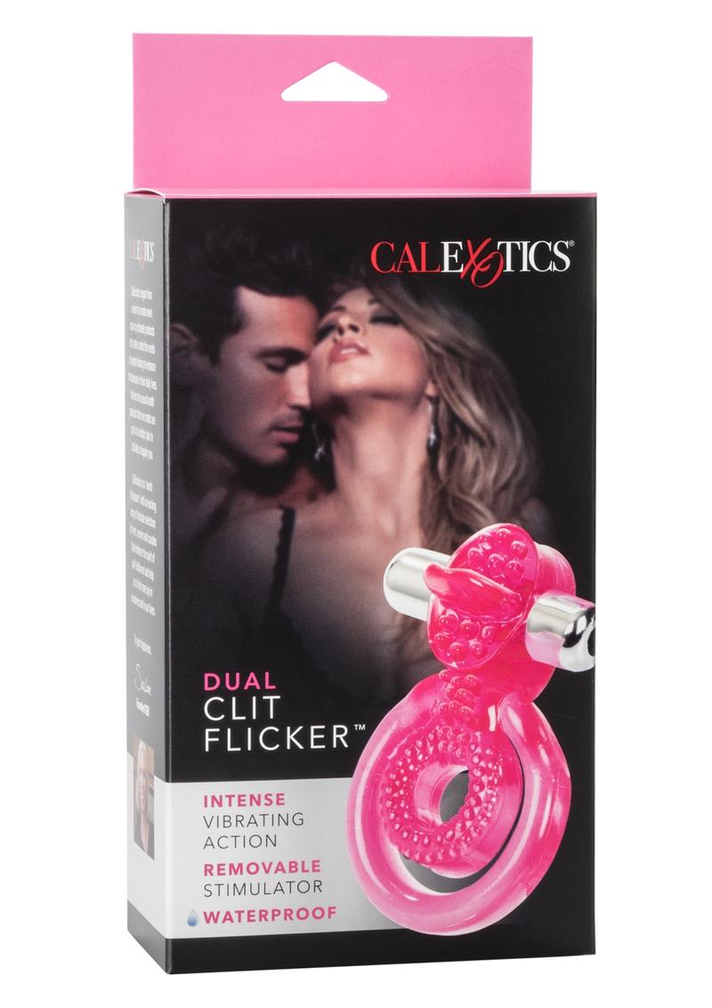 Couple's Enhancers Dual Clit Flicker with Removable Waterproof Stimulator - Pink