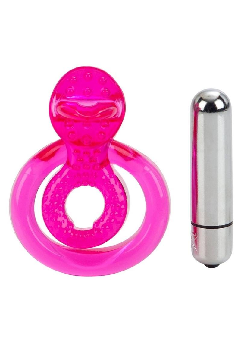 Couple's Enhancers Dual Clit Flicker with Removable Waterproof Stimulator - Pink