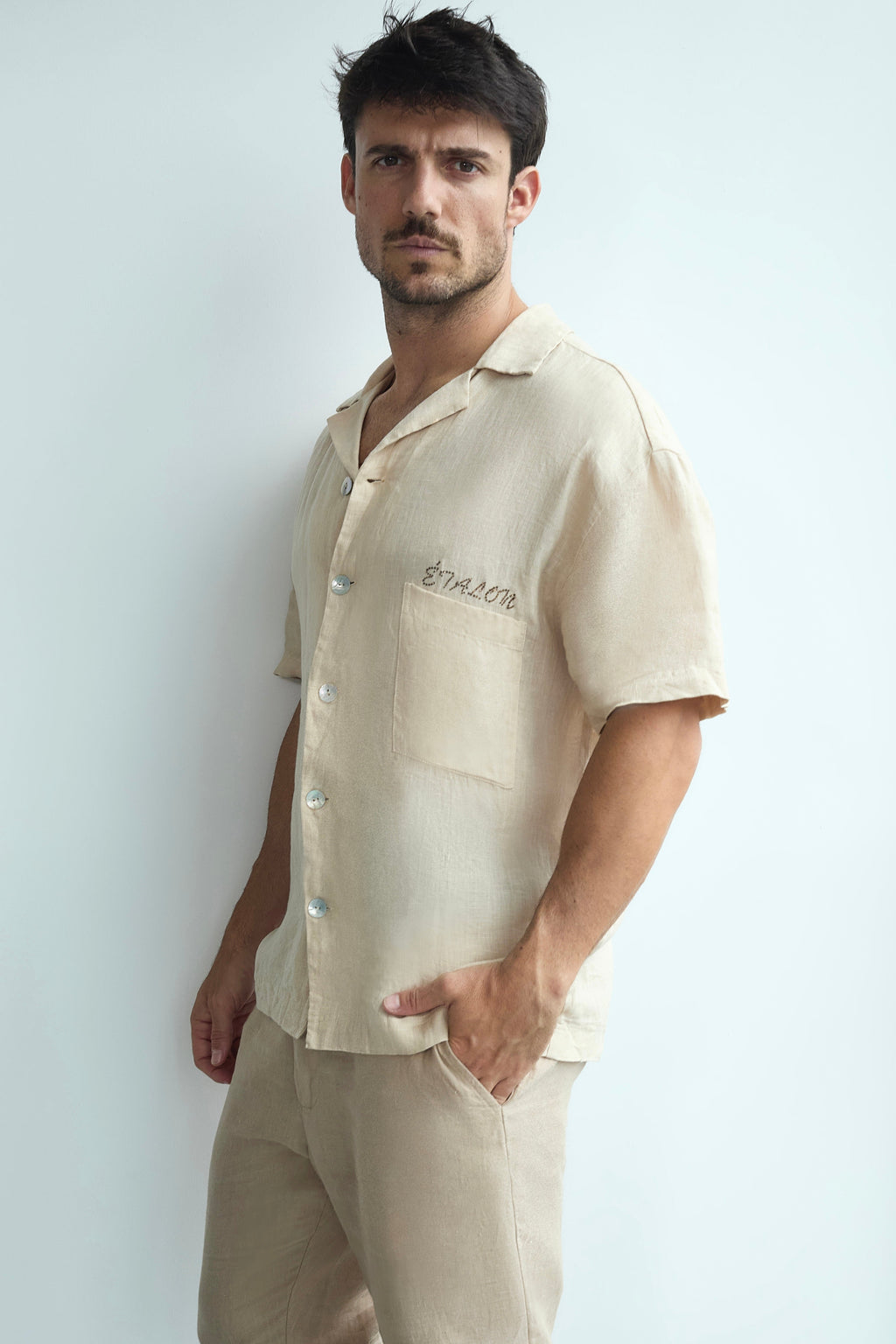 Crystal Palm Tree Linen Shirt