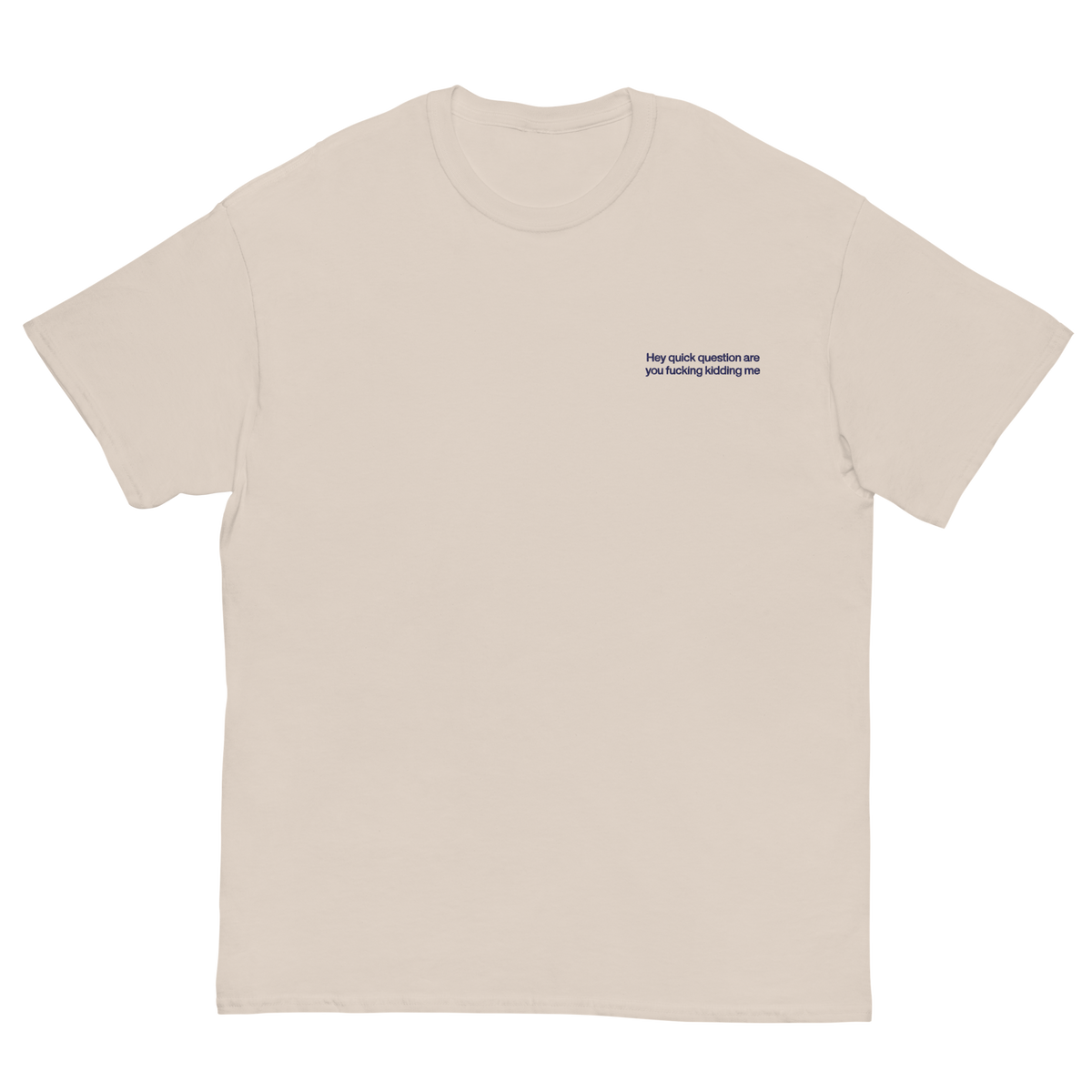Hey Quick Question Are You Fucking Kidding Me Embroidered T-Shirt