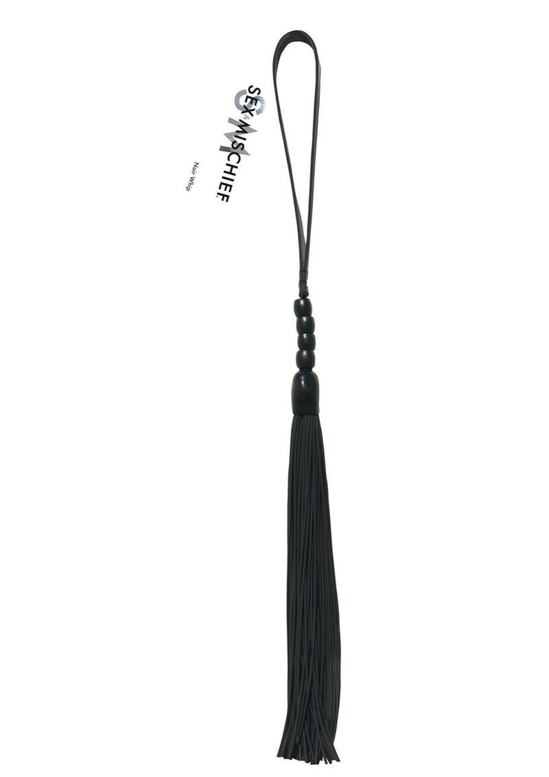 Sex & Mischief Beaded Flogger Noir Whip 16in - Black