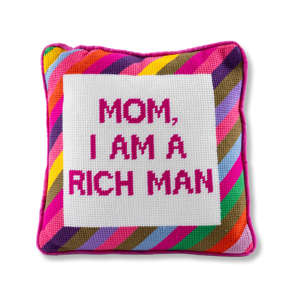 Rich Man Needlepoint Pillow