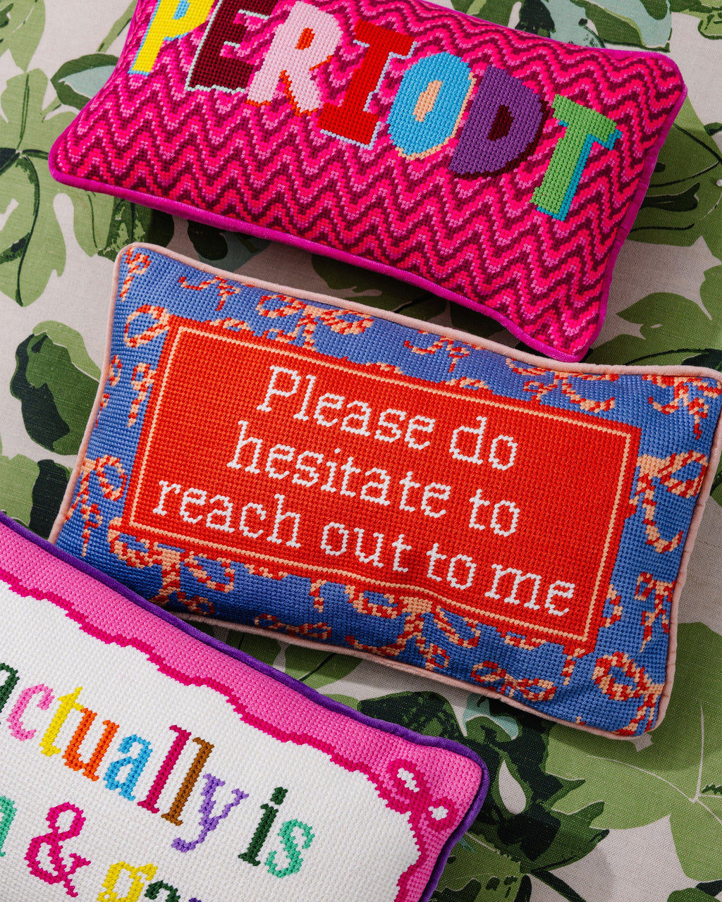 Hesitate Needlepoint Pillow