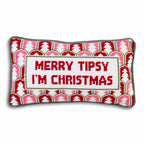 Merry Tipsy Needlepoint Pillow
