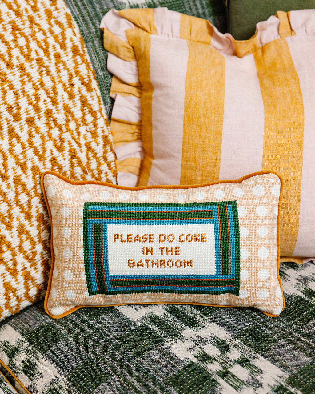 Bathroom Etiquette Needlepoint Pillow