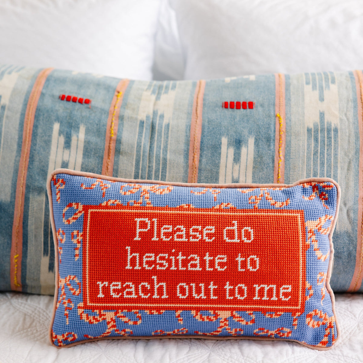 Hesitate Needlepoint Pillow