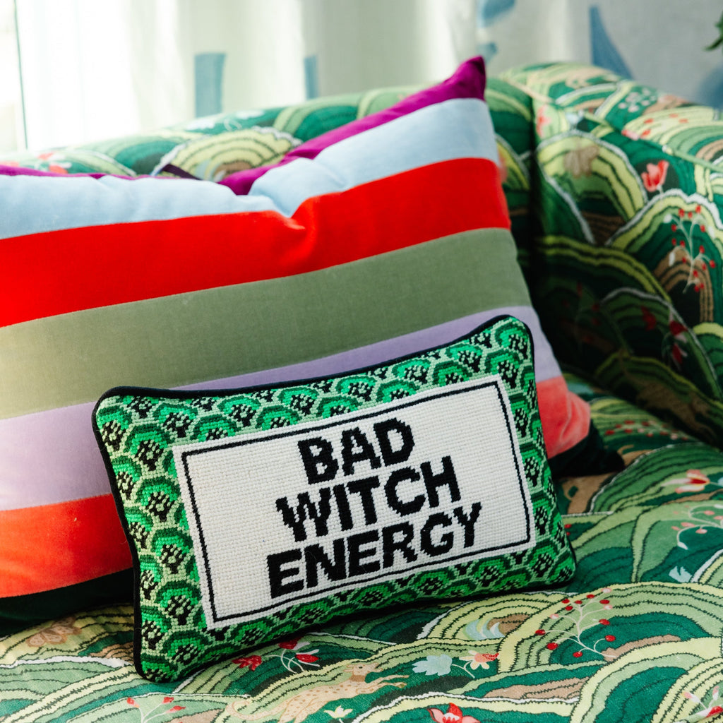 Bad Witch Energy Needlepoint Pillow