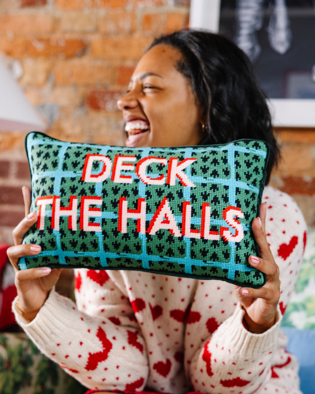 Deck the Halls Needlepoint Pillow