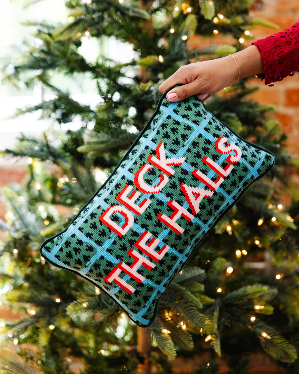 Deck the Halls Needlepoint Pillow