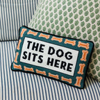 Dog Sits Here Needlepoint Pillow