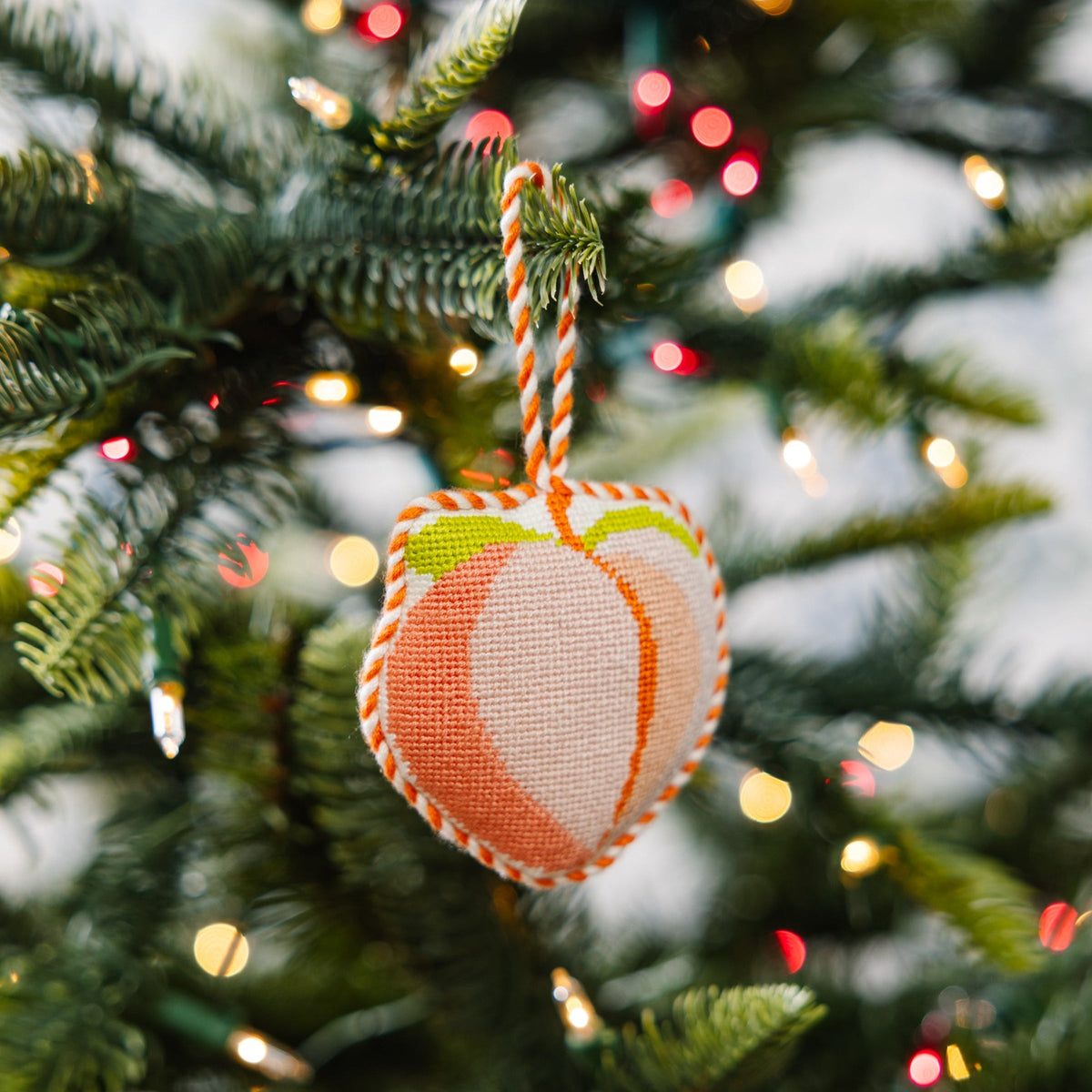 Needlepoint Icon Ornament - Peach