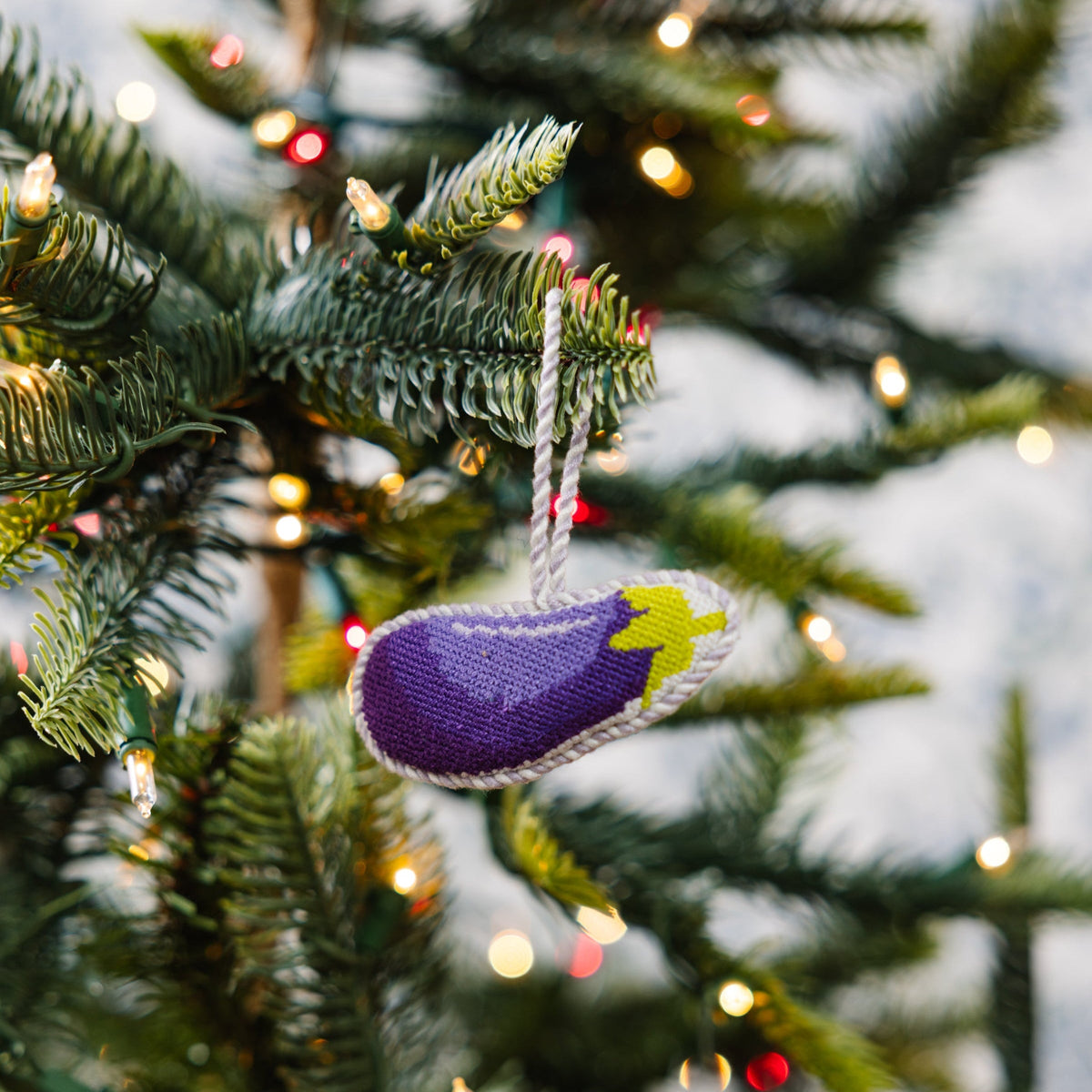 Needlepoint Icon Ornament - Eggplant