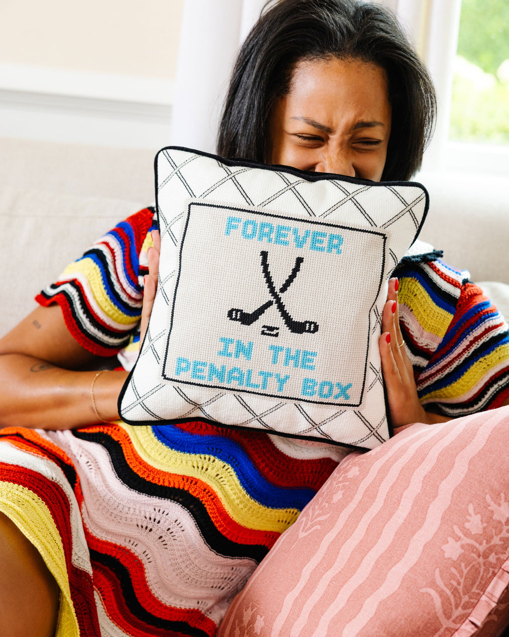 Penalty Box Needlepoint Pillow