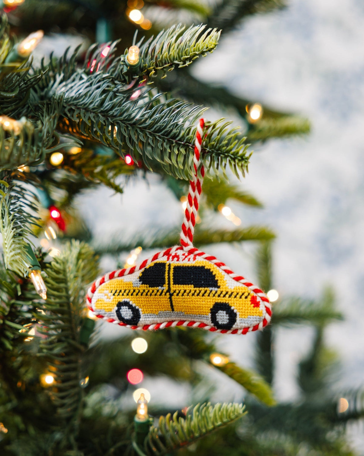 Needlepoint Icon Ornament - Taxi Cab