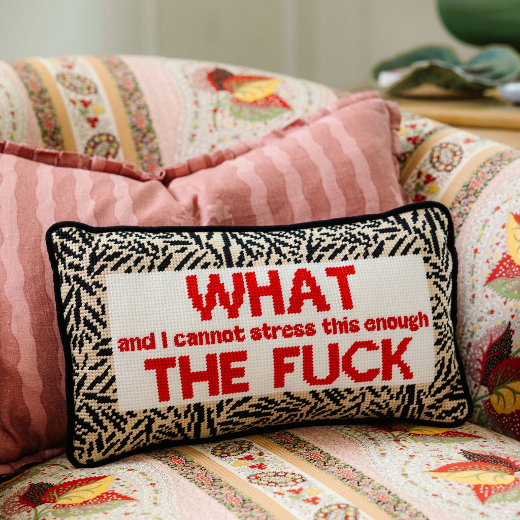WTF Needlepoint Pillow