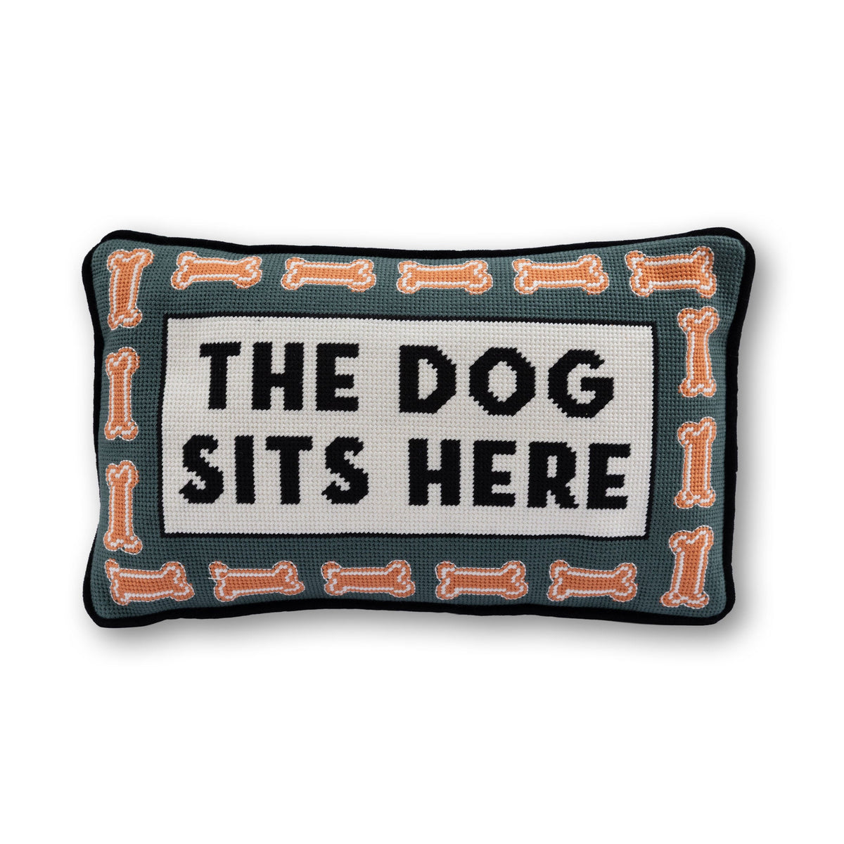 Dog Sits Here Needlepoint Pillow