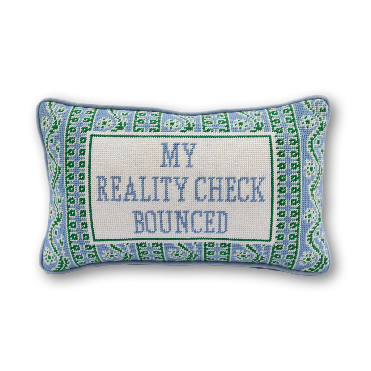 Reality Check Needlepoint Pillow