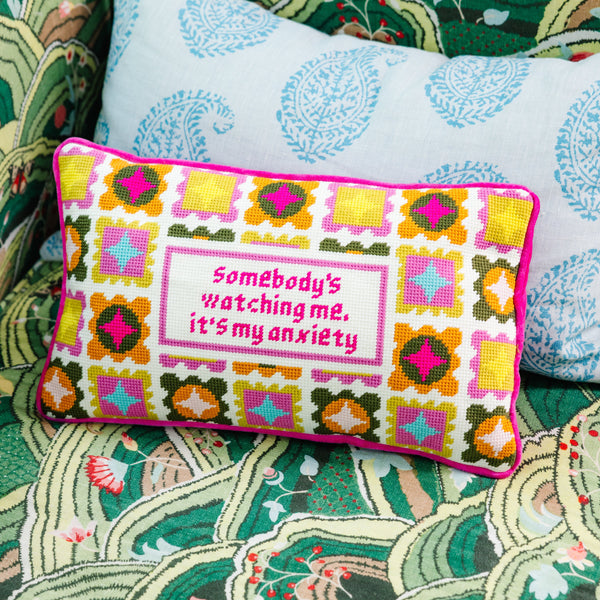 Watching Me Needlepoint Pillow