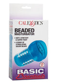 Basic Essentials Beaded Masturbator 5in - Pussy - Blue