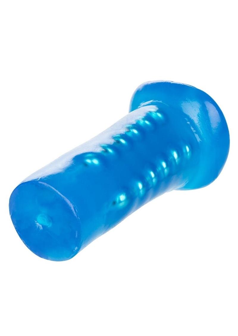 Basic Essentials Beaded Masturbator 5in - Pussy - Blue