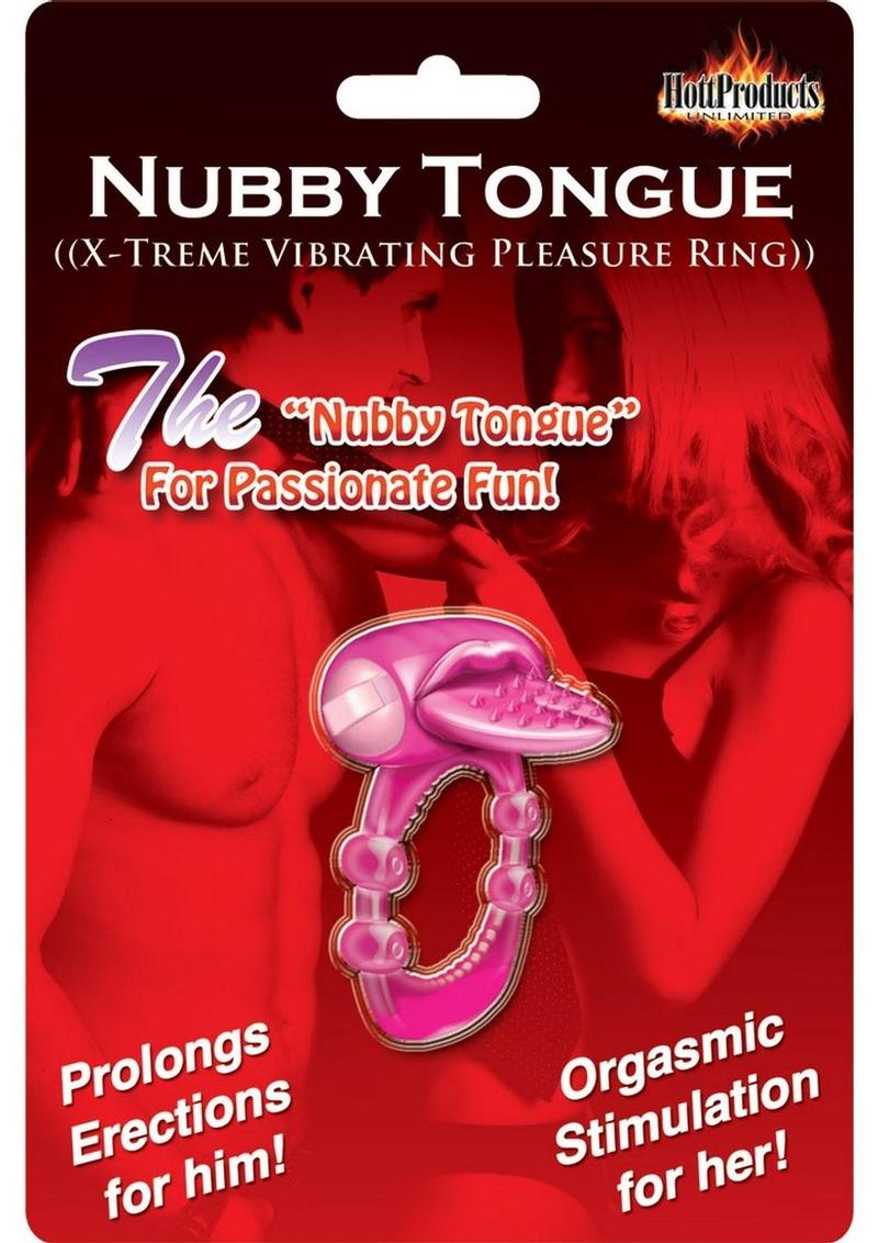 Nubbie Tongue Vibrating Silicone Cock Ring Waterproof - Magenta