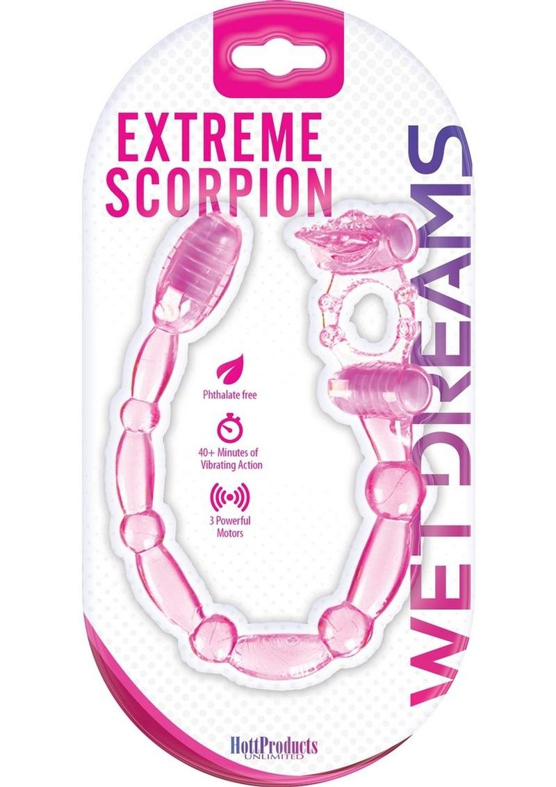 Wet Dreams Xtreme Vibrating Scorpion Silicone Cock Ring - Pink Passion