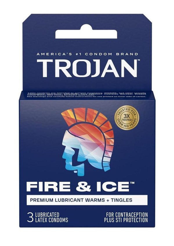 Trojan Condom Pleasures Fire & Ice Dual Action Lubricant 3 Pack