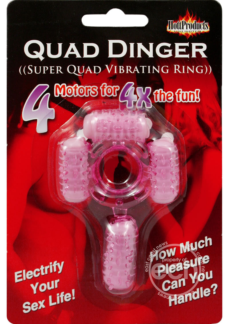 Humm Dinger Super Quad Vibrating Cock Ring - Magenta