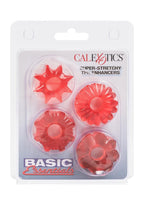 Basic Essentials Super Stretchy Enhancer Cock Rings - Red