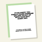 Someone to Put Up With Your Shit Funny Anniversary Card